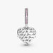 Heart & Mom dangle charm with polished heart design for bracelets or necklaces.