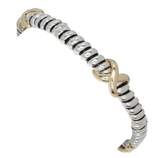 Two-tone random style bracelet with a contemporary mixed-metal design