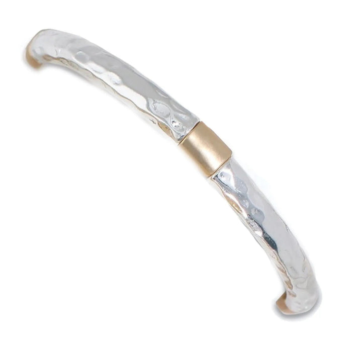 Two-tone style bracelet with a polished mixed-metal design