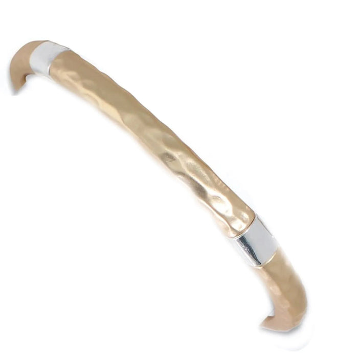 Two-tone style bracelet with a polished mixed-metal design