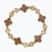 Periwinkle bracelet featuring mocha clover accents and champagne crystal beads with an elegant sparkling finish.