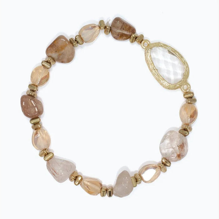 Periwinkle bracelet featuring beautiful neutral shades of quartz beads in an elegant and versatile design.