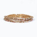 Periwinkle bracelet with six strands of blush, champagne, and AB crystals in a sparkling layered design.