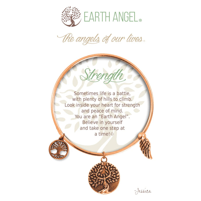Earth angel strength bracelet featuring natural stones and a charm, symbolizing resilience and protection.
