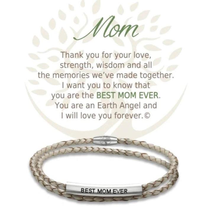 Shop the Earth Angel Mom Champagne Leather Bracelet at Annies Hallmark.