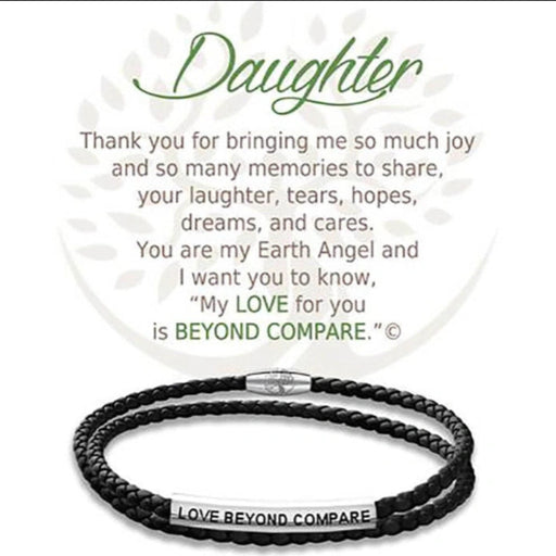 Shop the Clock it to Ya Daughter Black Leather Bracelet at Annies Hallmark. 
