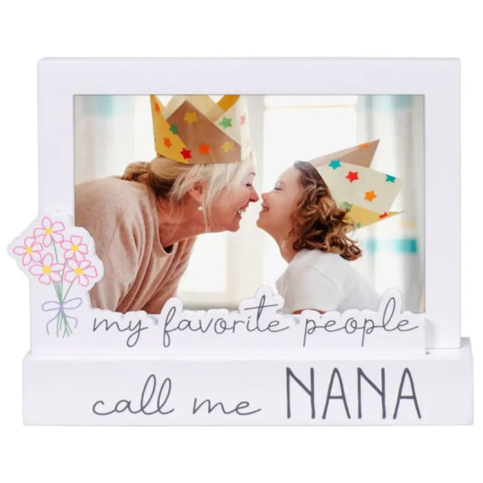 "Decorated with the sweet, scripted message, "my favorite people call me NANA," rendered in a stylish charcoal grey font."