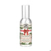 Michel Design Works Holiday Garland room spray in a silver bottle with a silver cap, green holiday foliage, red berries, and a red ribbon bow.