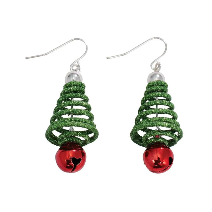Periwinkle Glitter Trees with red jingle bells, featuring a sparkling holiday design for festive Christmas decorating.