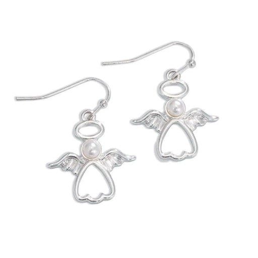 Periwinkle Precious Angels with Pearls Earrings featuring delicate angel designs and pearl accents for an elegant, meaningful look.