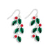 Periwinkle red crystal and enamel holly earrings featuring festive holly details for a sparkling Christmas and holiday look.