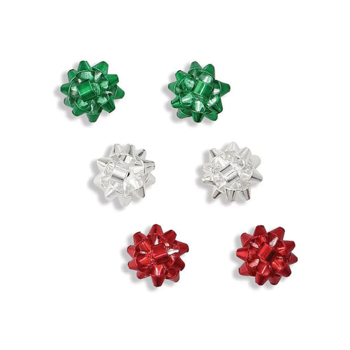 Periwinkle Holiday Bow Trio Earrings featuring three festive bow designs, perfect for Christmas outfits, holiday parties, and seasonal gifting.