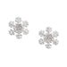 Periwinkle silver snowflake earrings featuring sparkling crystal centers and a festive winter design for holiday looks.