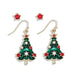 Periwinkle red crystal tree earrings featuring sparkling crystal details and festive Christmas tree designs for holiday and winter looks.