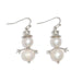 Periwinkle pearl snowmen earrings featuring elegant silver hats and festive snowman details, perfect for winter and holiday outfits.