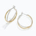 Periwinkle two-tone twisted hoop earrings featuring an elegant intertwined design with contrasting metal finishes.