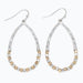 Periwinkle hammered silver two-tone beaded teardrop earrings featuring a textured finish and elegant dangling silhouette.