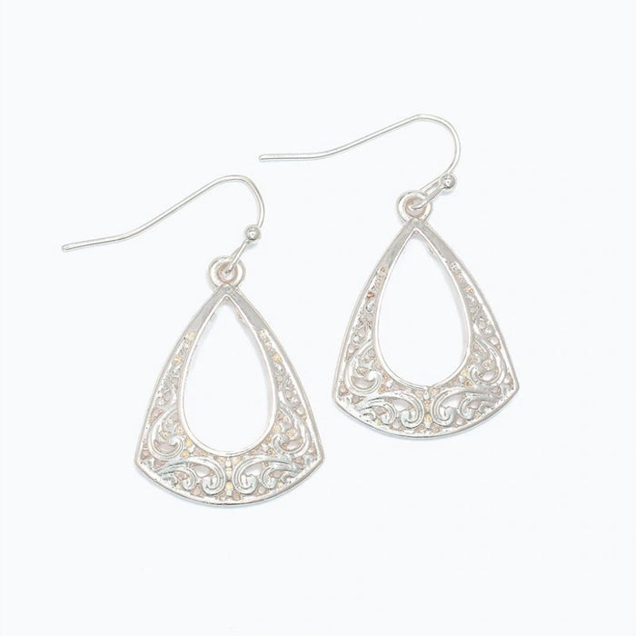 The polished silver-tone finish and lightweight construction make them an effortless choice for everyday wear, work, or special occasions.