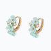 Periwinkle by Barlow gold hoop earrings featuring mint flower accents with a lightweight floral design for women.