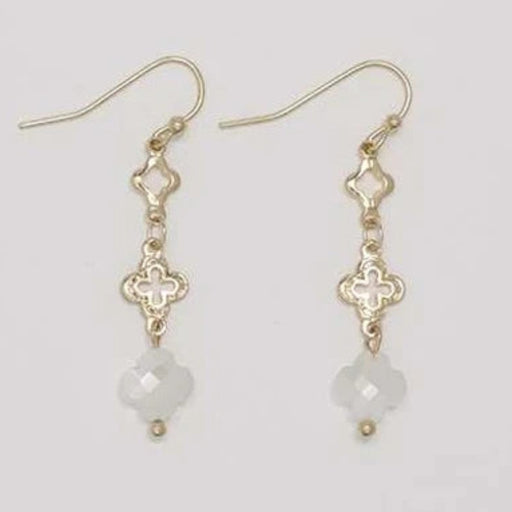 This Periwinkle Gold Clovers With White Crystal Earrings feature brilliant white crystal accents that catch the light beautifully