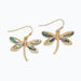 Periwinkle gold dragonfly earrings featuring an elegant dragonfly design with shimmering abalone accents.