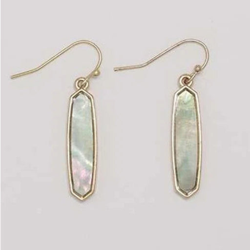 These Periwinkle Gold Drop With Mint Inlay Earring, pair warm polished gold with a fresh mint inlay for a bold, modern look.