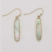 These Periwinkle Gold Drop With Mint Inlay Earring, pair warm polished gold with a fresh mint inlay for a bold, modern look.
