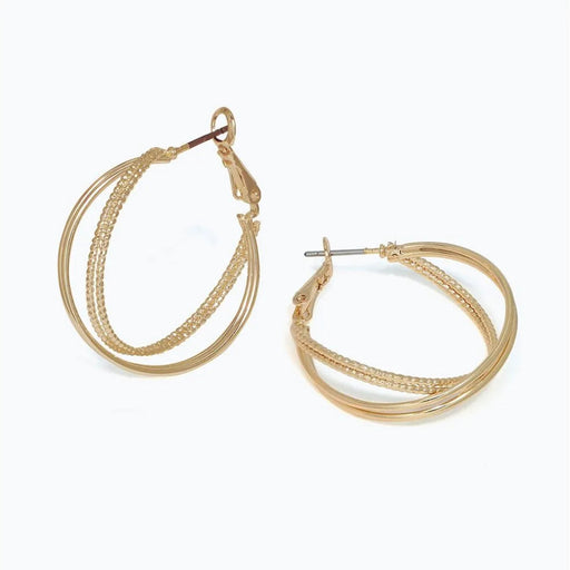 Periwinkle textured gold twist hoop earrings featuring a sculpted twisted design and elegant polished finish.