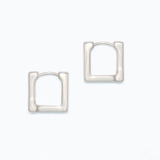 Periwinkle silver square huggie earrings with a sleek geometric design and polished finish