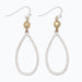 Periwinkle matte silver teardrop earrings with gold bead accents and a stylish two-tone design