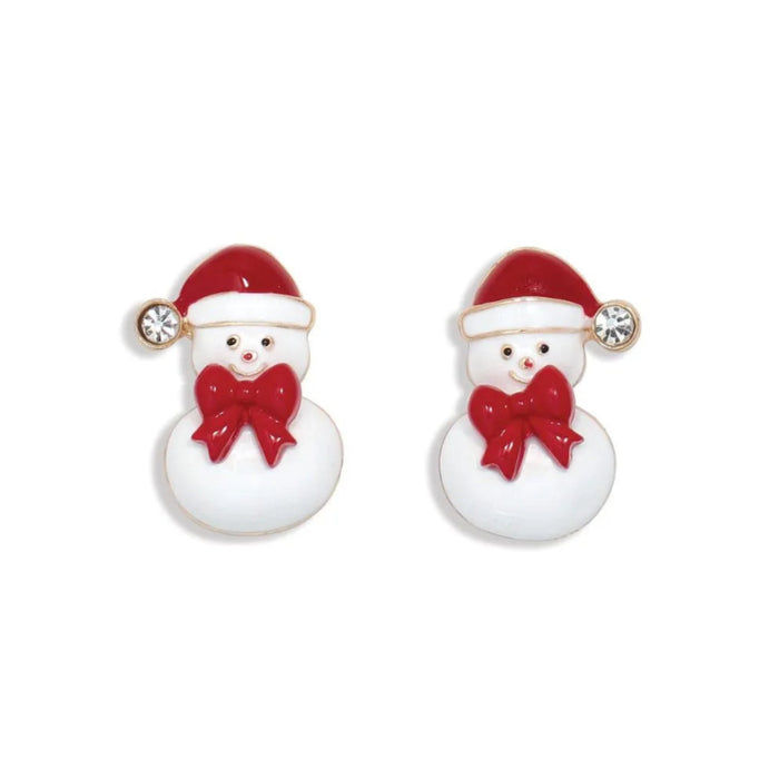 Periwinkle Dandy Snowmen with Bow Ties Earrings, featuring charming snowman designs and festive details for holiday styling.