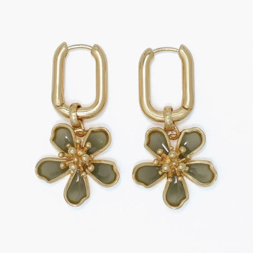 Periwinkle vintage sage green blossom earrings featuring a delicate floral design and soft green finish