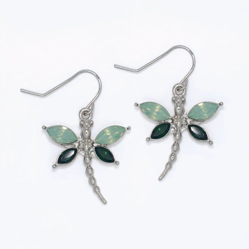 Periwinkle mint green dragonfly earrings featuring a delicate nature-inspired design