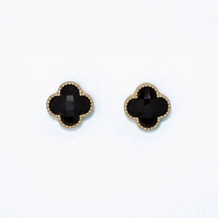 Periwinkle faceted black crystal earrings featuring a sophisticated design with light-catching crystal details