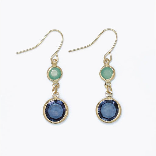 Periwinkle blue and mint crystal earrings featuring a refreshing color combination and elegant crystal details