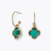 Periwinkle teal crystal clover earrings featuring a charming clover design with rich teal accents