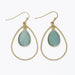 Periwinkle textured gold and mint teardrop earrings featuring an elegant two-tone design