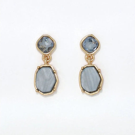 Periwinkle dusty blue drop earrings featuring delicate crystal accents in an elegant design