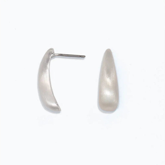 Elegant burnished silver drop earrings with a refined textured finish