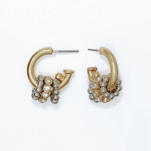 Beaded two-tone charm earrings with sparkling crystal accents