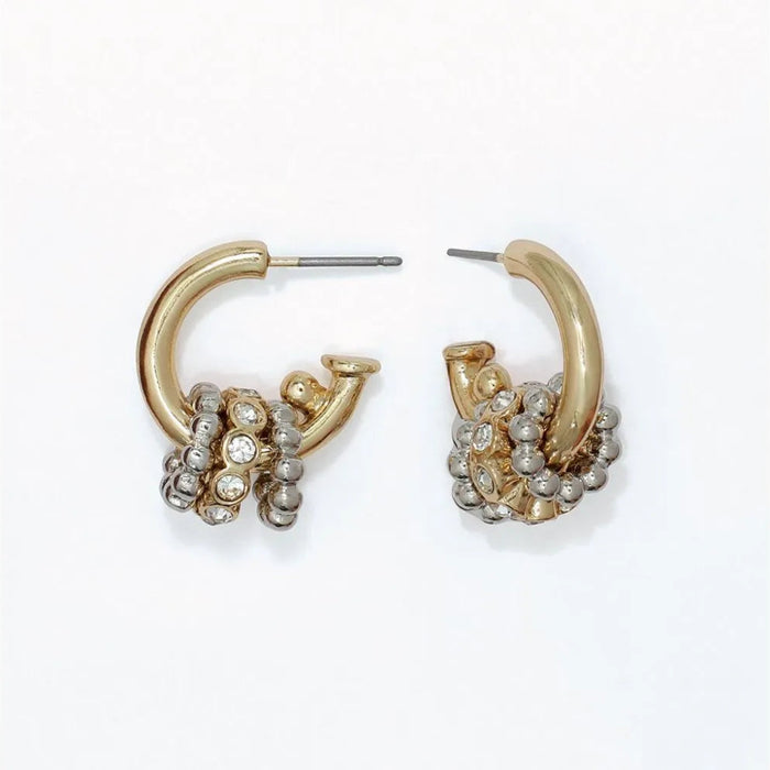 Beaded two-tone charm earrings with sparkling crystal accents