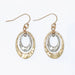 Hammered two-tone oval earrings with textured mixed-metal finish