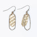 Hammered polished two tone drop earrings featuring mixed-metal finishes and a textured design