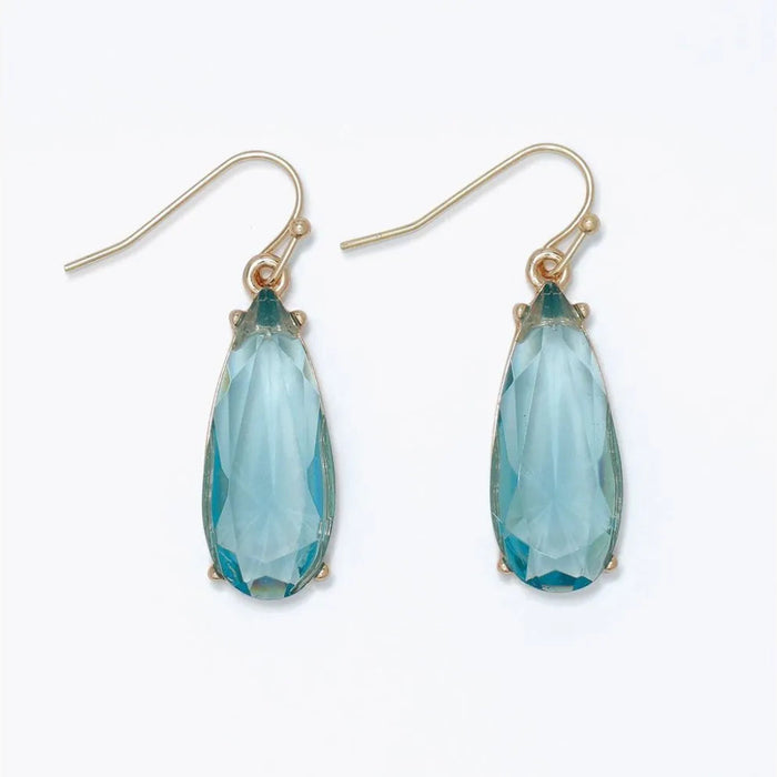 Faceted clear blue crystal drop earrings with elegant sparkling details