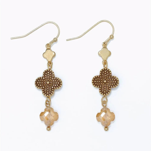 Mocha and champagne crystal earrings with elegant neutral-toned sparkling accents