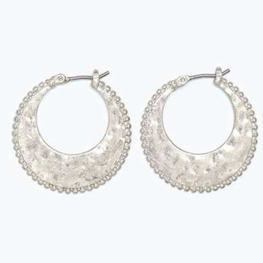 These Periwinkle Hammered Silver Hoop Earring feature a hand-hammered texture that catches light beautifully.