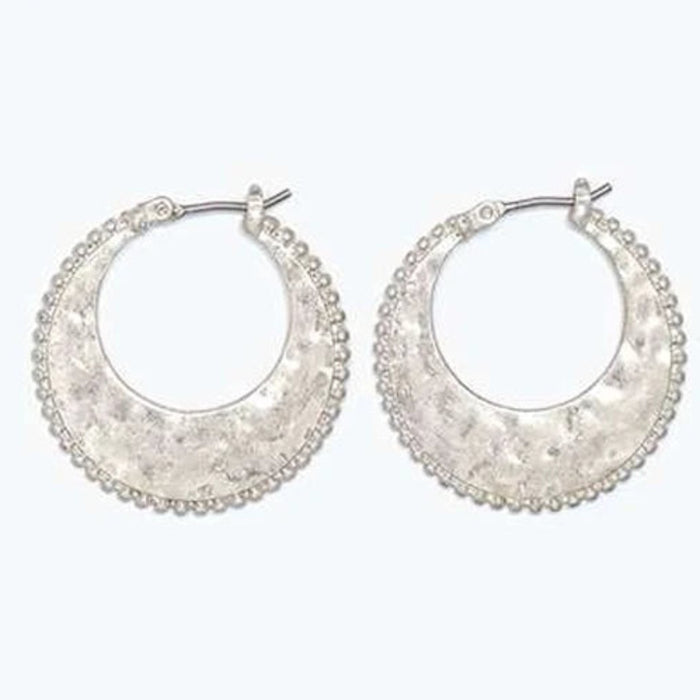 These Periwinkle Hammered Silver Hoop Earring feature a hand-hammered texture that catches light beautifully.