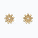 These Periwinkle Gold Flowers with Pearl Earrings features a charming gold-tone flower design accented with a classic pearl center.