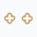 These Periwinkle Gold Beaded Clovers Earrings features a delicate clover-inspired design with intricate gold beaded detailing.