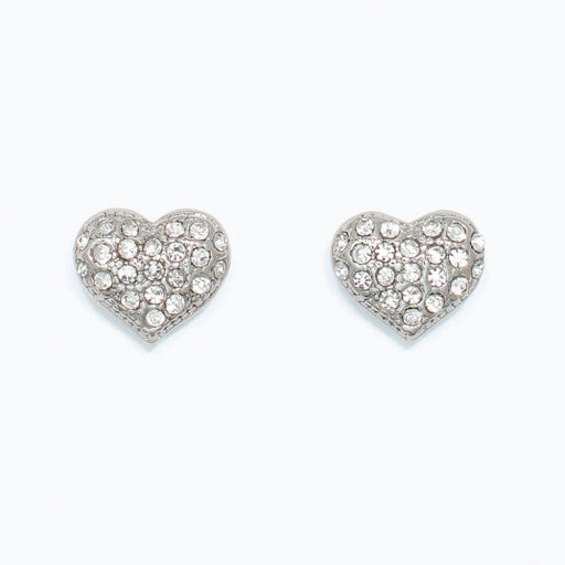 These Periwinkle Silver Clear Crystal Heart Earrings features an elegant heart-shaped design accented with clear crystals that reflect the light beautifully.